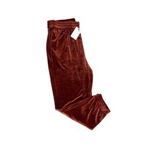 Skies Are Blue Curvy Women's Burnt Orange Velvet Jogger Pants Size 1X NWT